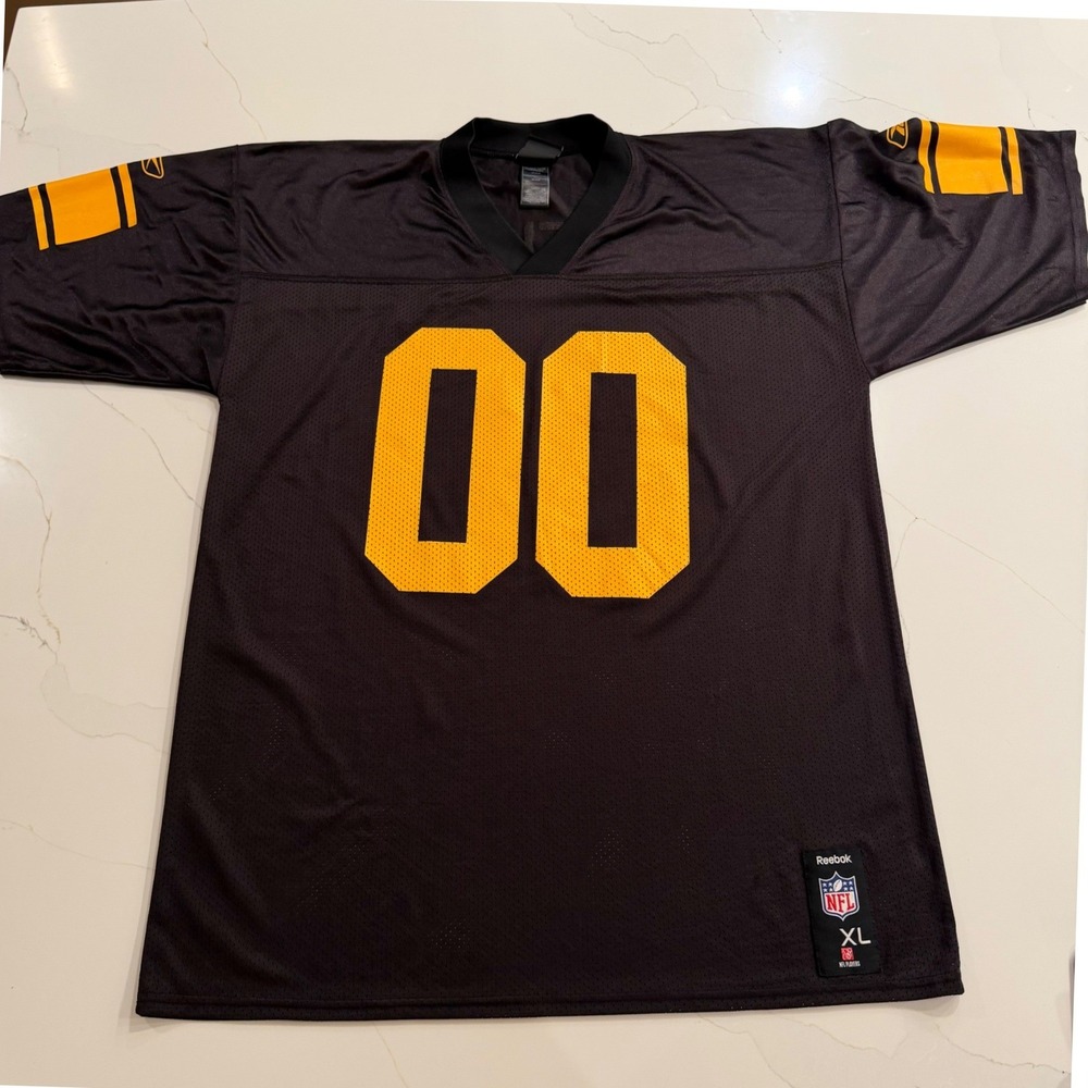 NFL Reebok Pittsburgh Steelers NFL Football‎ Jersey 00 Black Gold XL Mens
